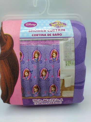 Disney Sofia The First Fabric Shower Curtain 70" X 72" Purple and Pink New