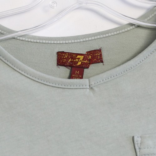 7 for All Mankind girls high low t-shirt green khaki M cotton soft stretch NWOT - Picture 2 of 6