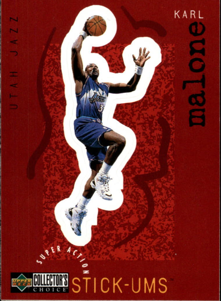1997-98 Collector's Choice Stick-Ums Utah Jazz Basketball Card #S27 Karl Malone