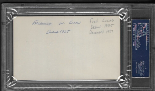 Index Card Autograph Red Lucas Phillies Debut 1935 D.1987 PSA/DNA - Picture 2 of 2
