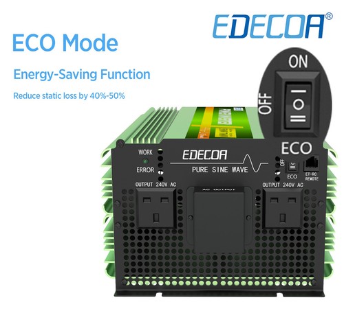EDECOA Power Inverter 12V to 240V Pure Sine Wave inverter 3500W with LCD Remote - Picture 3 of 8