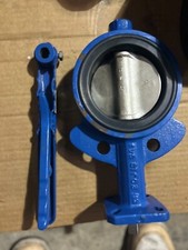 4" 150# DelTech (DelVal) Cast Iron Wafer Butterfly Valve w/ lever handle