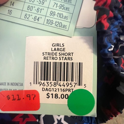 DSG Girls Large Stride Short Retro Stars Red White & Blue - Picture 6 of 9