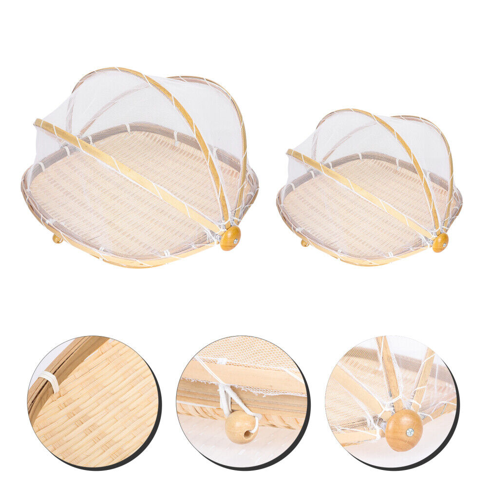 2 piezas cesta de picnic de mimbre con tapa cuadrada recogedor para alimentos al aire libre malla aire