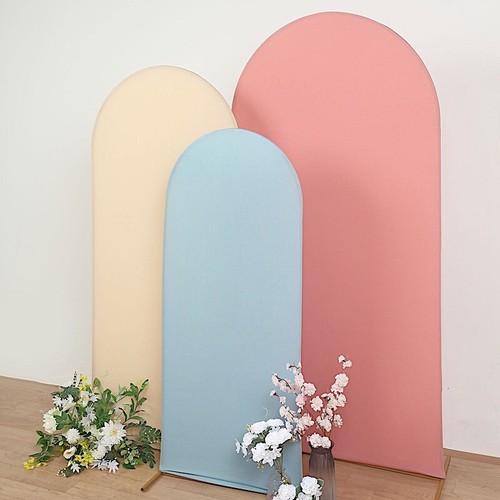 5 ft DUSTY BLUE Matte Fitted Spandex Round Top Arch Backdrop STAND COVER Party - Bild 6 von 8