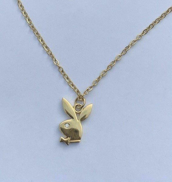 Alternate view of 1.50 Round Real Moissanite Playboy Bunny Pendant 14k Yellow Gold Plated