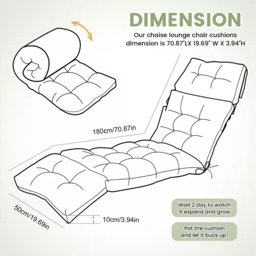 Outdoor Chair Cushion Lounge Chair Cushion Thick Beach Chaise Lounge Cushion New - Picture 2 of 60