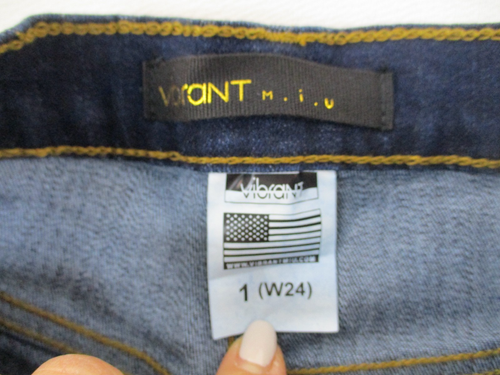 Vibrant Flare Denim Jeans Damen 1 blau hoher Bund Knopfleiste Glockenboden - Bild 8 von 12