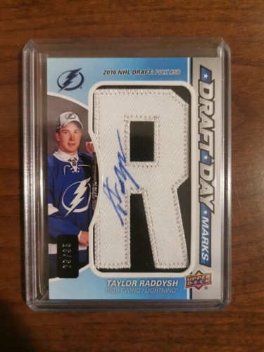 2017-18 UD SP Game Used Draft Day Marks DDM Taylor Raddysh Rookie Auto RPA /35
