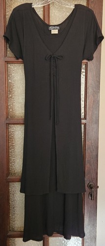 Vtg 90s All That Jazz Black Dress Corset Look Layered Goth Witchcore Dark Fairy - Picture 6 of 14