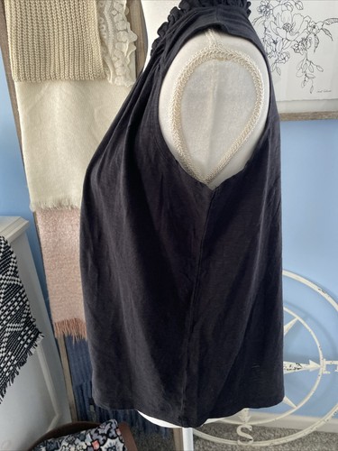 Knox Rose Tank Top Sleeveless Shirt Black Cotton Modal Pullover Ruffle Small S - Picture 5 of 6