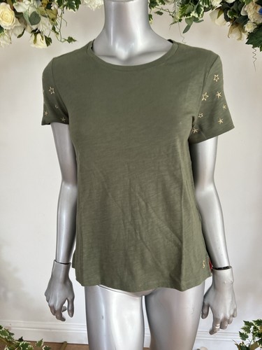 JOULES Carley T Shirt Top Size 10 Khaki Embroidered Gold Star NEW FREEPOST OU80 - Picture 4 of 23