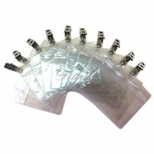 Wholesale Clear Plastic Horizontal Name Tag ID Card Holder Badge with hook Clip