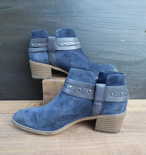 Clarks Breccan Shine Aubergine Suede Ankle Boots Women’s US 7 Navy Cowgirl Rodeo - Picture 3 of 10