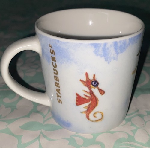 Starbucks Coffee Siren Mermaid Seahorse Demitasse Espresso 3 oz Cup Mug 2015 - Picture 3 of 11