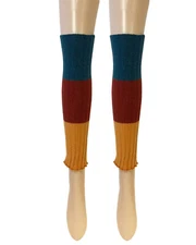 Wrapables Women's Tri-Colored Ribbed Leg Warmers, Orange/Red/Teal