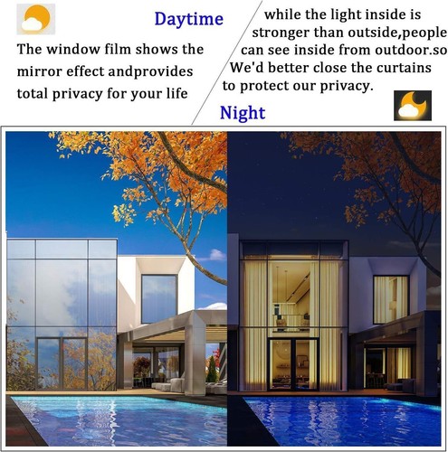 196" One Way Privacy Mirror Window Film Glass Solar Tint Foil UV Sun Block Home - Picture 64 of 77
