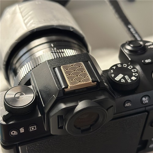 Japanese Seigaiha Hot Shoe Cover Camera Release Button Brass For Nikon Fujifilm - Picture 8 of 13