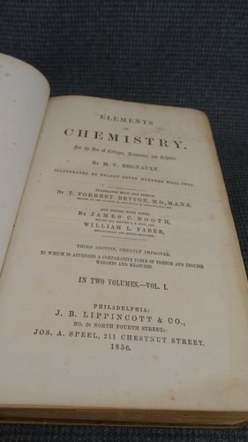 Regnault's Elements of Chemistry Vol I by Booth & Faber Leather Bound HC 1865 - Picture 8 of 10