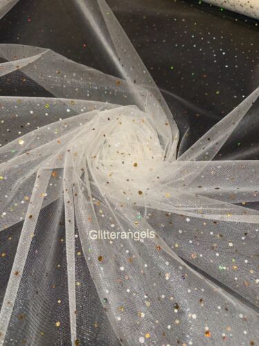 Holographic Sequin Tulle Net Fabric 58” Wide Tutu Dress Crafts Decor Wedding - Picture 28 of 32