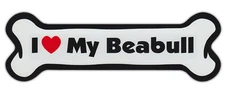 Dog Bone Shaped Car Magnets: I LOVE MY BEABULL (BEAGLE BULLDOG)