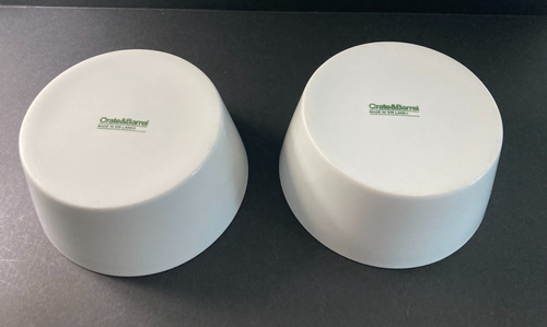 Set Of 2 Crate & Barrel White Cereal Soup Porcelain Bowls Sri Lanka 5.5” Dia. - Picture 3 of 8