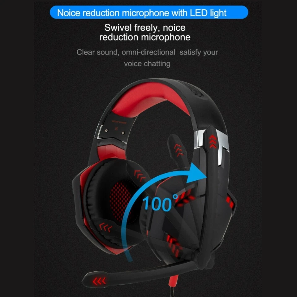 Cuffie Gaming 3.5mm Microfono LED Cuffie Basso Stereo Suono per PC PS4 Xbox One - Immagine 3 di 4