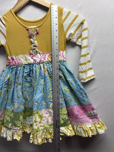 Sweet Honey Clothing Co Girls 5 Long Sleeve Patchwork Boutique Dress Lace Floral - Picture 5 of 8