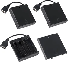 3 Pack 4AA Battery Holder USB Female Socket Battery Case Box Holder with Cover