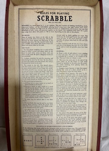 1955 Scrabble Board Game, Selchow & Righter, Good Condition - Picture 4 of 7