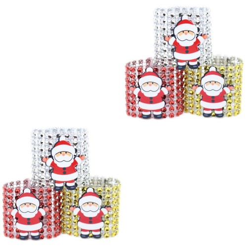 Set of 2 Santa Claus Napkin Ring Christmas Serviette Rings Holders - Picture 4 of 12