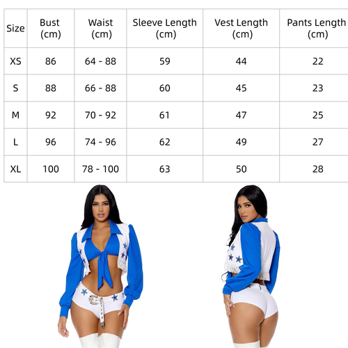 Dallas Cowboys Cheerleader Cosplay Costume Top Shorts Sports Meeting Halloween - Picture 13 of 17