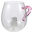  Christmas Glass Coffee Mug: Cute Inside Bear Couple Tea Cup Clear Heart Handle