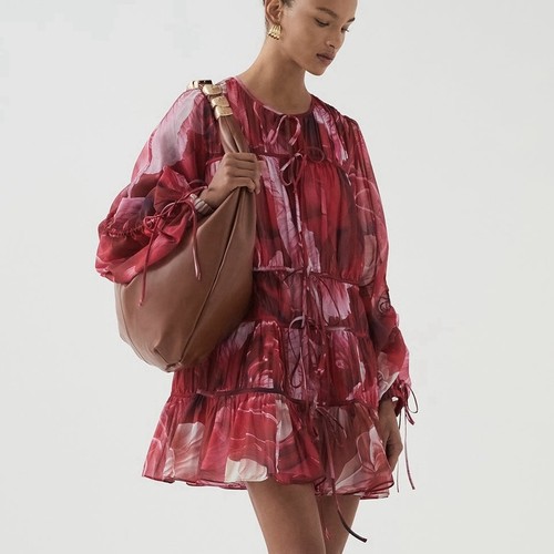 Aje Flora Mini Dress  AU 6 8 / US 2 4 / S Prismatic Floral Red Pink Long Sleeve - Bild 2 von 11