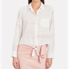 Rails Val Pink Tie-Dye 100% Silk Button-Down Shirt Size XS Tie Front