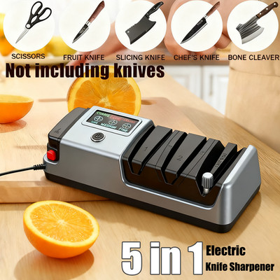 5 in 1 Electric Knife Sharpener-3 Rotational Speed Adjustable Knife Sharpener