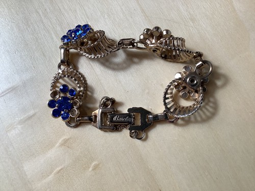 Pulsera vintage de piedra azul con flor de arcilla de barcala - Imagen 2 de 5