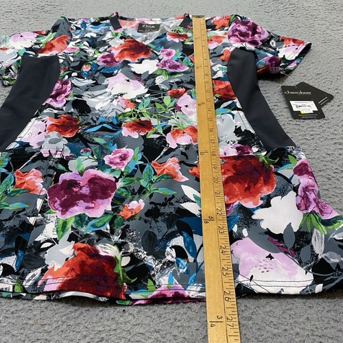 Cherokee iflex Scrub Top Womens S Multicolor Floral Contemporary CK642 New - Picture 12 of 14