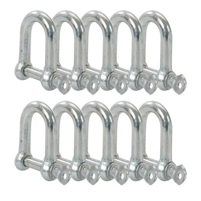 FIXMAN 10Pcs Galvanised Steel Lifting Towing Bow 12mm Dee D Link Shackles M12
