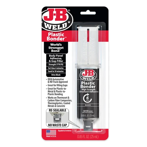 50139 Plastic Bonder Body Panel Adhesive and Gap Filler Syringe - Black - 25 ml