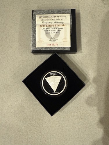 2025 Exter's Pyramid, Silber 1 oz PP, NUR 371 geprägt! Box und COA