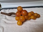 Vintage MCM Large Alabaster Golden / Amber Grape Cluster W/ Stem 14” L