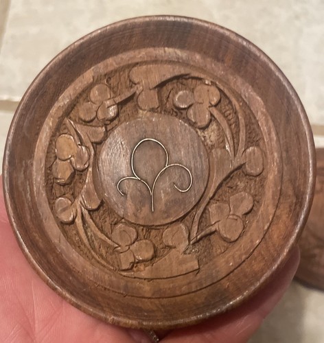 Hand Carved Wooden 5 Piece Coaster Set Made In India - Picture 2 of 8