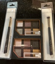 2 Believe Beauty Eyeshadow Palettes Golden Disco 0.14 Oz & 2 Brushes NEW