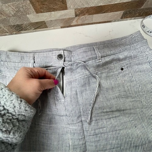 Kenar linen cotton blend mini skirt striped with drawstring Sz 8 - Picture 11 of 15
