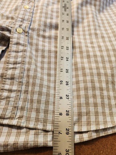 Vintage J Crew Hemd Herren Extra Large hellbraun weiß Gingham Karo Knopfleiste adrett - Bild 22 von 22