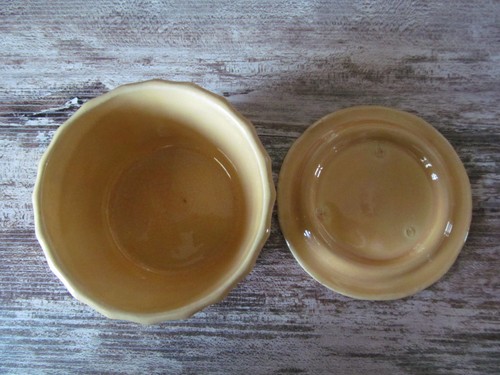RARE! Vintage Primitive Yellow Graduated Lidded Nesting Kitchen Canisters Crocks - Picture 5 of 24