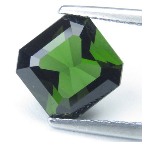 3.40Cts Ravishing Natural Green Tourmaline 9.2mm Asscher Cut Collection Gemstone - Picture 7 of 7