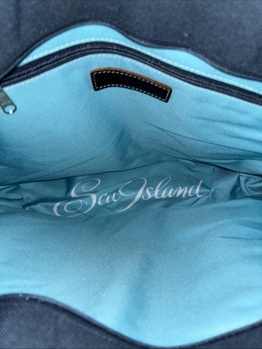 "Bolso de mano Sea Island Peter Millar de lona con asas de cuero 20"" X 16""" - Imagen 5 de 9