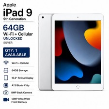 Apple iPad cellular 9th Generation A2603 64GB, Wi-Fi, 10.2 in - Space Gray